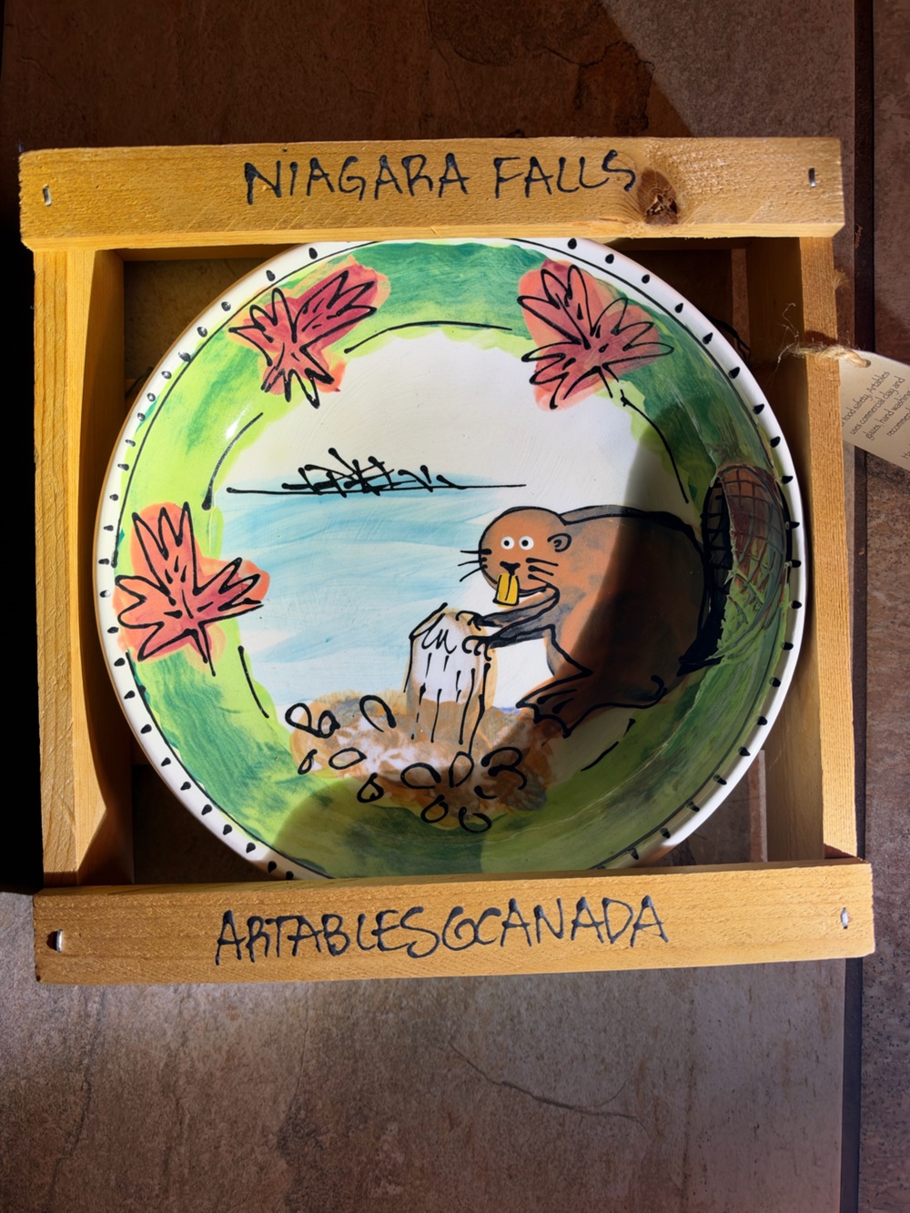 Artables Hand-Painted Ceramic Beaver Wall Plate - Pasta bowl